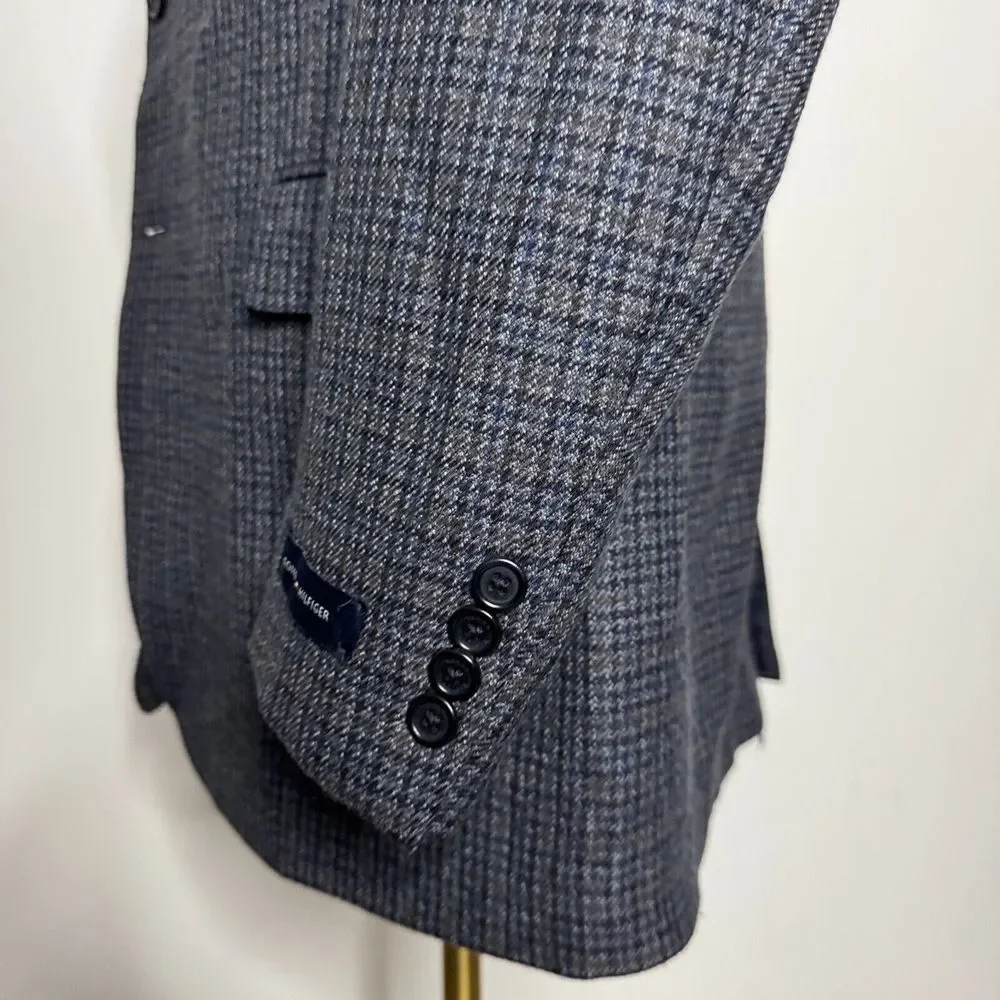 Tommy Hilfiger 42R Blazer‎ Sport Coat Mens Gray Check Wool